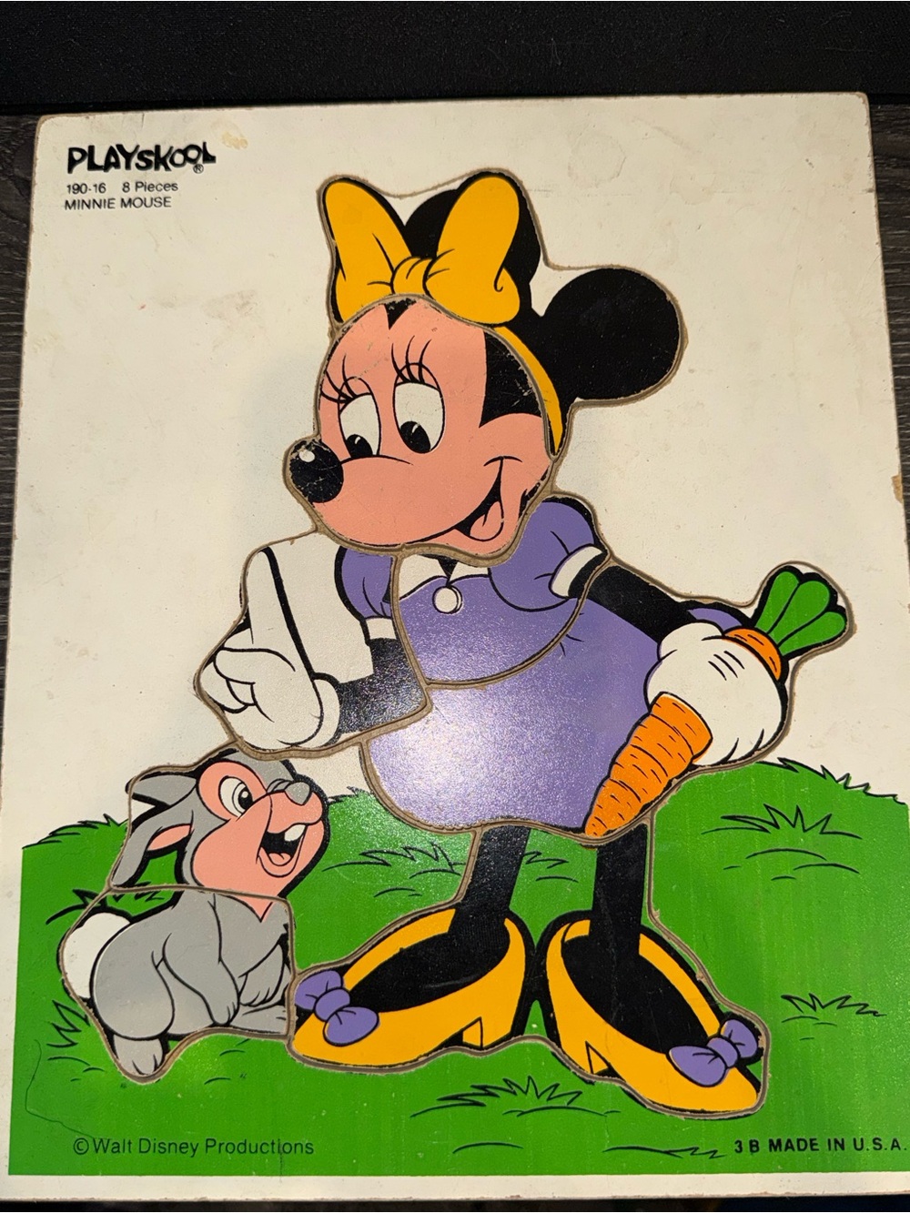 Playskool Disney Minnie Mouse Wooden Puzzle Board 6 Pieces No. 16 Made in USA